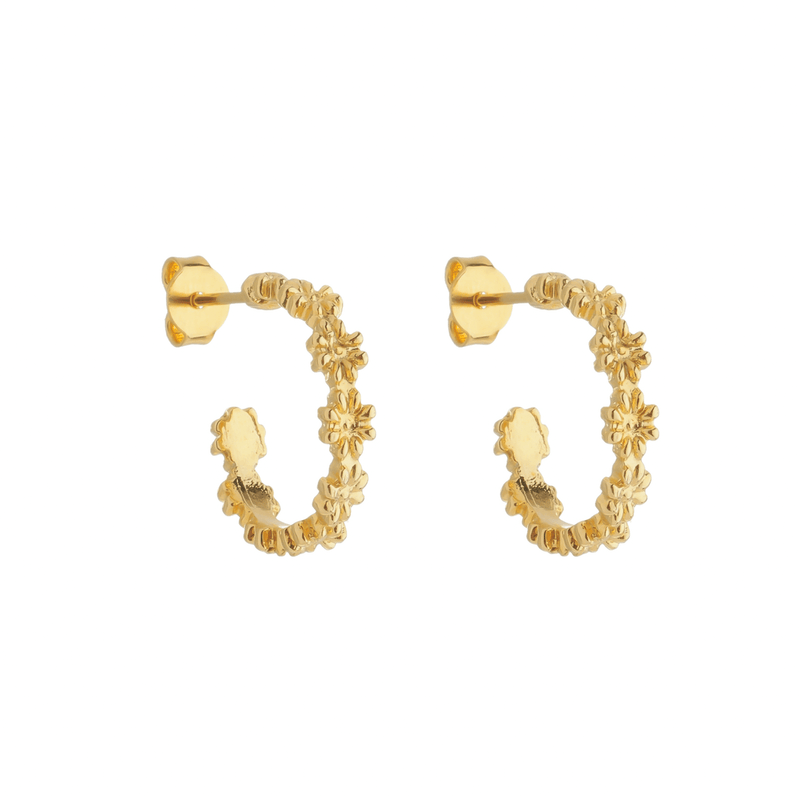 Brinco Dourado de Argola Formato de Flor - FRENÉTICA